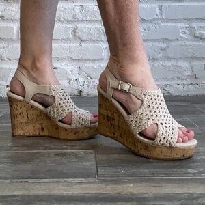 Elegant Beige Wedge Sandals